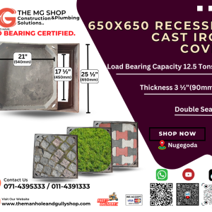 650x650 Recessed Cast iron Manhole Cover - Double Seal